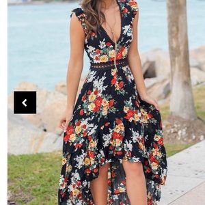 NWT Royal Blue Floral High-Low Dress